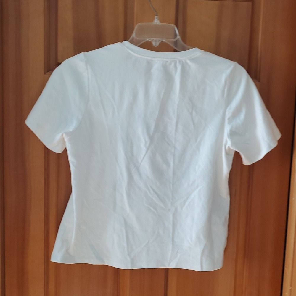 Böhme Womans White‎ Short Sleeve Embroidered Flowers Shirt Size Medium - Picture 8 of 8